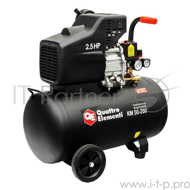 Компрессор QUATTRO ELEMENTI 248-498 KM 50-260 поршневой масляный 260л/мин 50л 2.5 л.с 8 бар 31кг