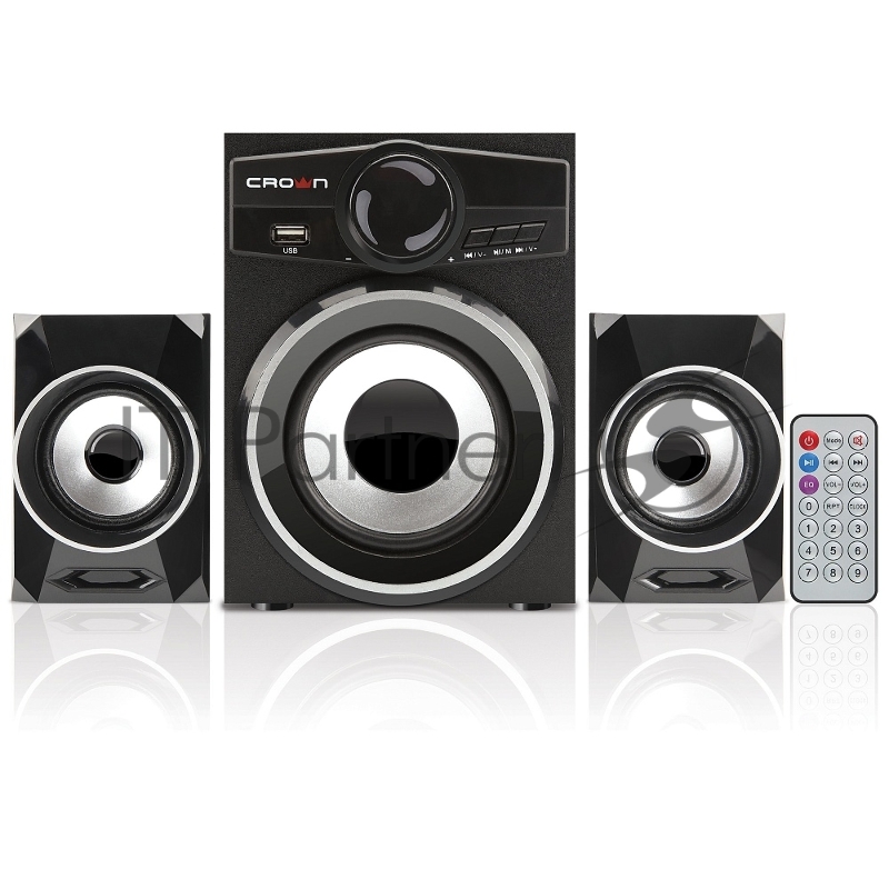 Колонки Акустическая система 2.1 CROWN CMBS-160 (МДФ, Bluetooth, 8W+4W*2=16W приёмник FM картридер интерфейс USB IR пульт)