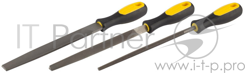 Ручной инструмент Набор STAYER: Напильники с двухкомпонентной рукояткой, плоский, трехгранный, круглый, №2, 200мм (16610-H3)