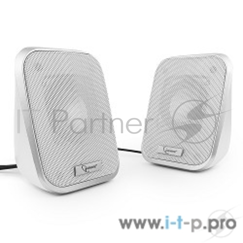 Колонки Акустич. система 2.0 Gembird SPK-100-W, белый, 6 Вт, регулятор громкости, USB-питание