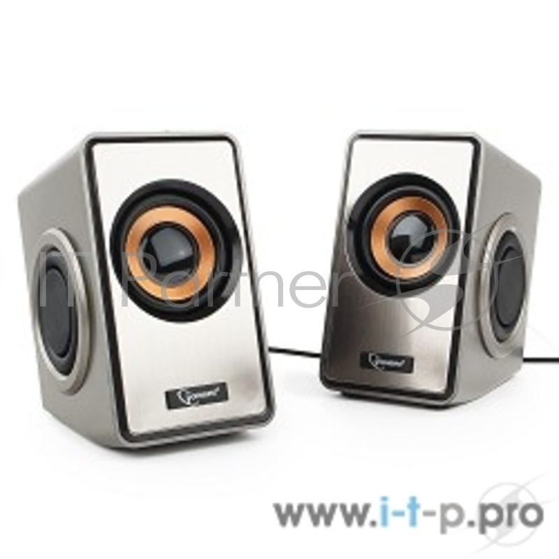 Колонки Акустич. система 2.0 Gembird SPK-400, пассивные излучатели, серебристый, 6 Вт, регулятор громкости,