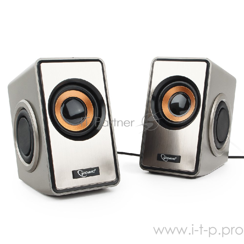 Колонки Акустич. система 2.0 Gembird SPK-400, пассивные излучатели, серебристый, 6 Вт, регулятор громкости,