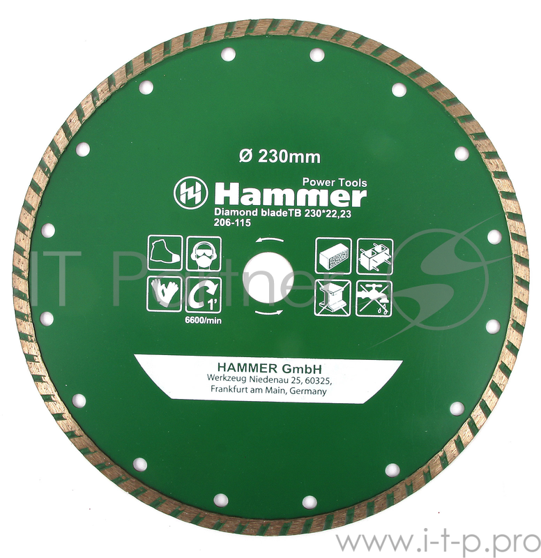 Щетки для дрелей и УШМ Диск алм. Hammer Flex 206-115 DB TB 230*22мм турбо 30699