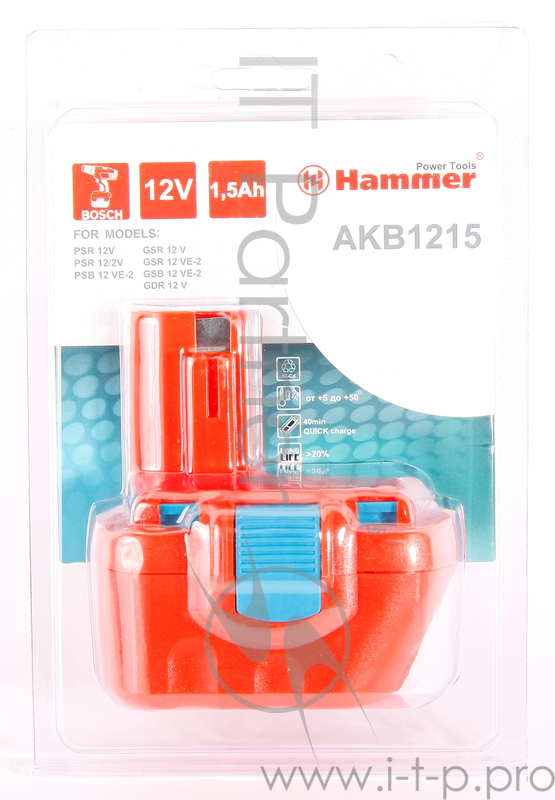 Аккумуляторы и Зарядные устройства Аккумулятор Hammer Flex AKB1215 12.0В 1.5Ач для BOSCH 18551 217-001