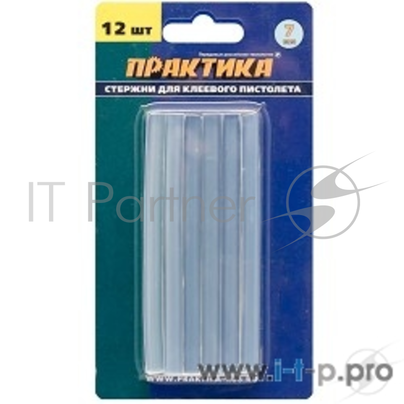 Ножи для рубанков Клей для пистолета ПРАКТИКА белый, прозрачный, 7 х 100 мм, 12шт, блистер 641-572