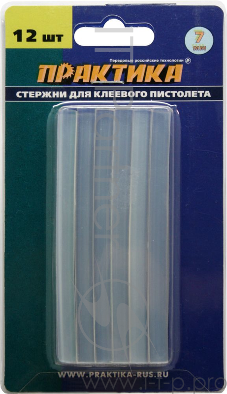 Ножи для рубанков Клей для пистолета ПРАКТИКА белый, прозрачный, 7 х 100 мм, 12шт, блистер 641-572