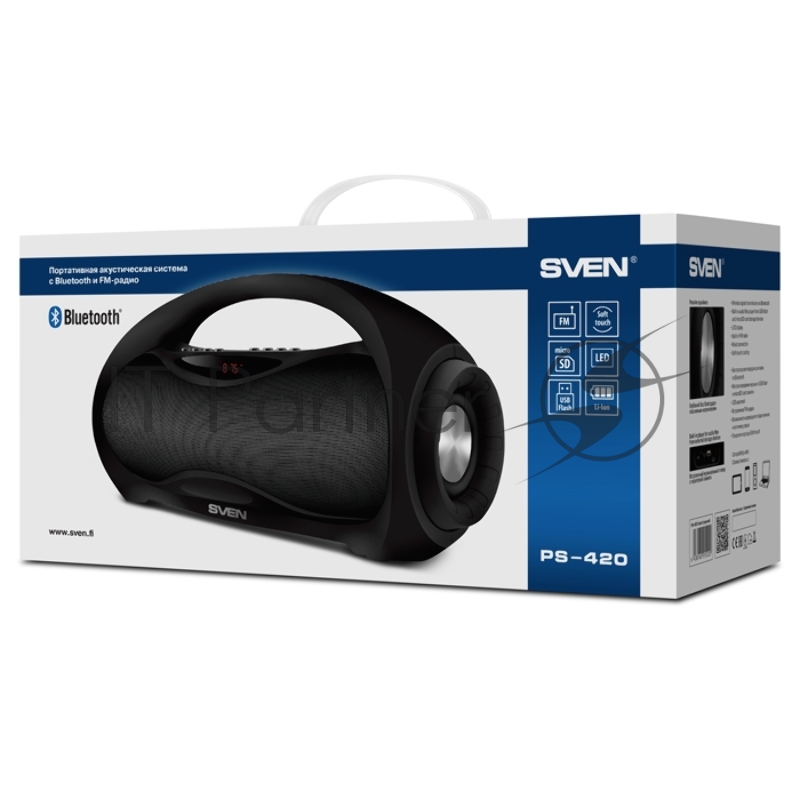 Колонки SVEN PS-420, черный (12 Вт, Bluetooth, FM, USB, microSD, LED-дисплей, 1800мА*ч)