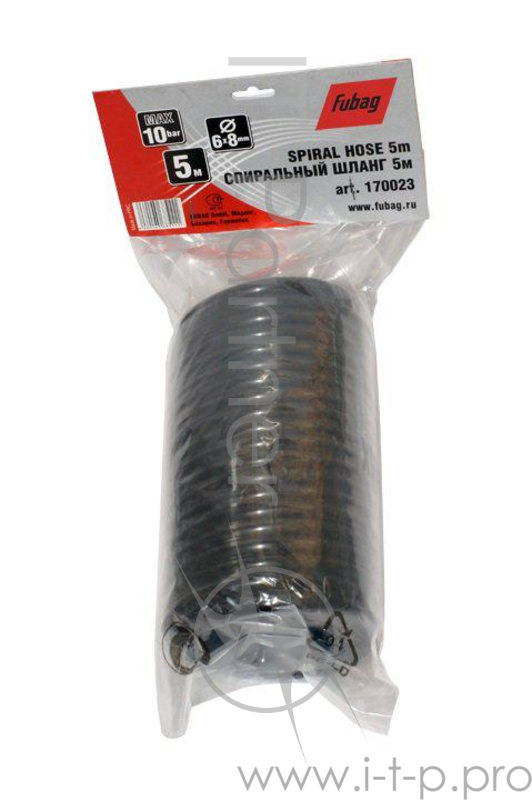 Пневматическое оборудование FUBAG Шланг спиральный с фитингами рапид_нейлон_10бар_6х8мм_5м 170023