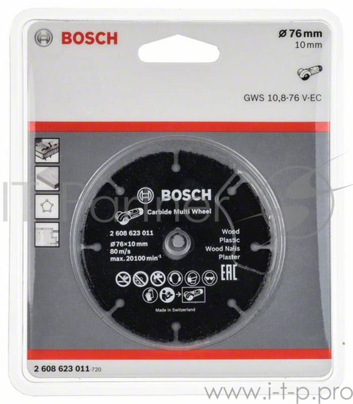 ОТРЕЗНОЙ КРУГ BOSCH 2608623011 ДЛЯ УШМ ПО ДЕРЕВУ 76 M М