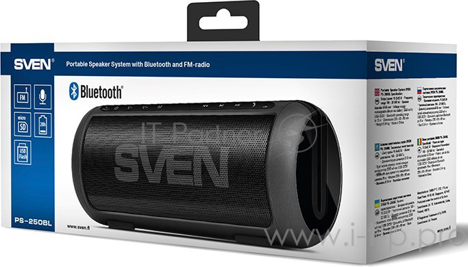 Колонки SVEN PS-250BL черный {10 (2 x 5) Вт, Bluetooth, HSP, HFP, A2DP, AVRCP, Размер: 230 ? 90 ? 90}