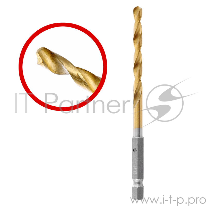 Сверло Hammerflex 202-809 DR MT 5,0мм*106 тип хвостовика - HEX, металл, HSS-4241, TIN