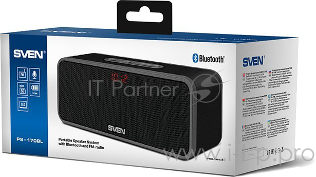 Колонки SVEN PS-170BL черный {Bluetooth, АС: 100 – 22 000, Радиус действия, м - 10}