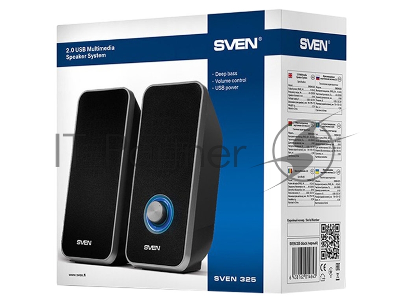 Колонки SVEN 325, черный {6 (2 ? 3) Вт, Частотный диапазон, Гц - 80 – 20 000}