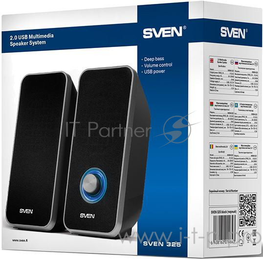 Колонки SVEN 325, черный {6 (2 ? 3) Вт, Частотный диапазон, Гц - 80 – 20 000}