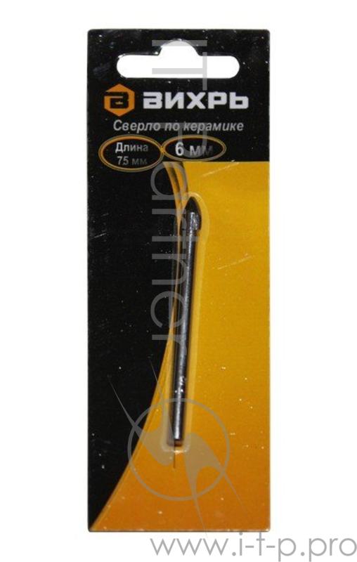 Сверло по керамике и стеклу 6 мм (1 шт. в блистере)