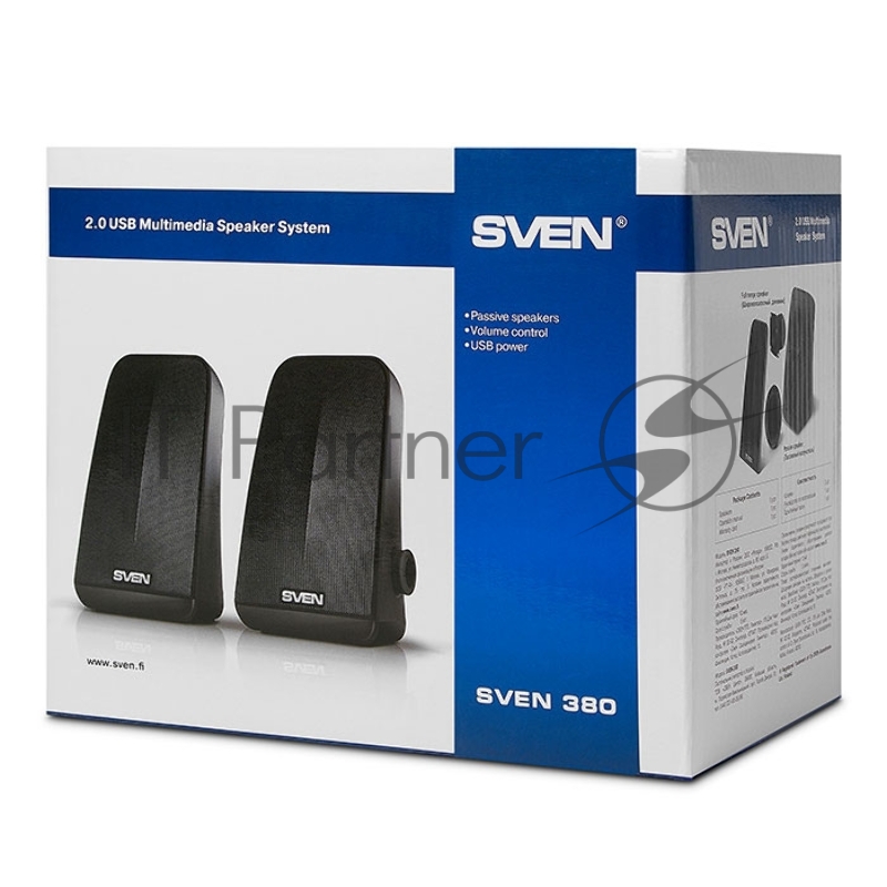 Колонки SVEN 380, чёрный (6 Вт, питание USB, пассивный излучатель)