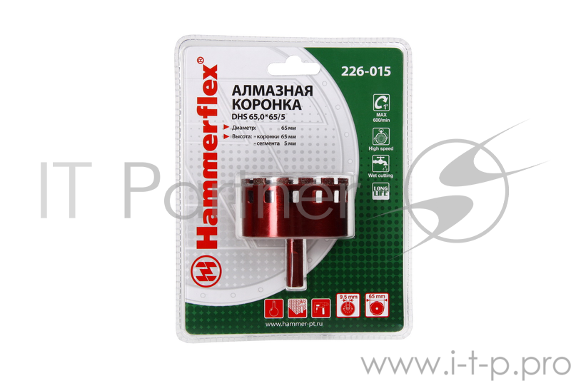 Алм. трубчатая коронка Hammer Flex 226-015 DHS 65,0*65/5 A3, алмаз 60Р, керамогранит