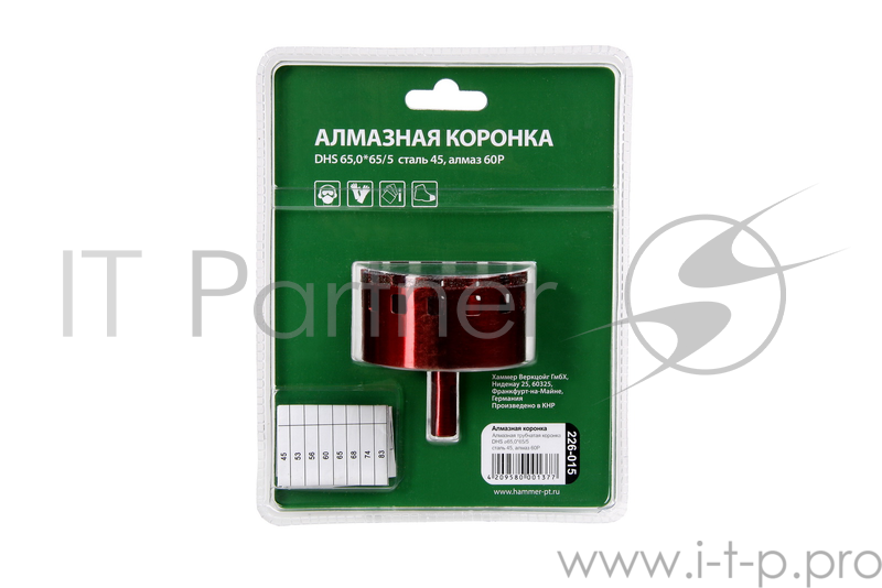 Алм. трубчатая коронка Hammer Flex 226-015 DHS 65,0*65/5 A3, алмаз 60Р, керамогранит