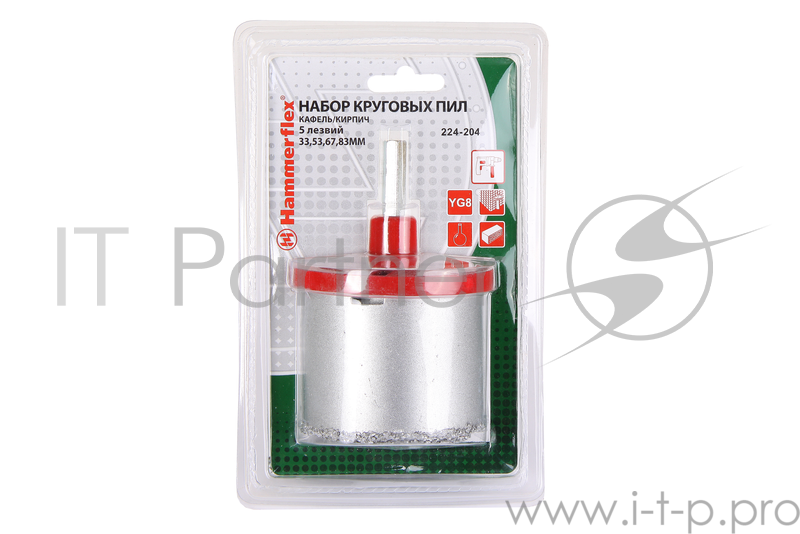 Набор коронок Hammer Flex 224-204 DR CR 65 кафелькирпич, 4шт.:33,53,67,83мм+адаптер