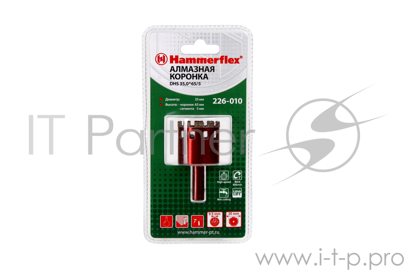 Алм. трубчатая коронка Hammer Flex 226-010 DHS 35,0*65/5 A3, алмаз 60Р, керамогранит