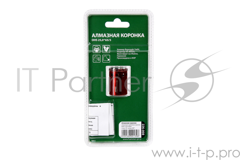 Алм. трубчатая коронка Hammer Flex 226-008 DHS 25,0*65/5 A3, алмаз 60Р, керамогранит