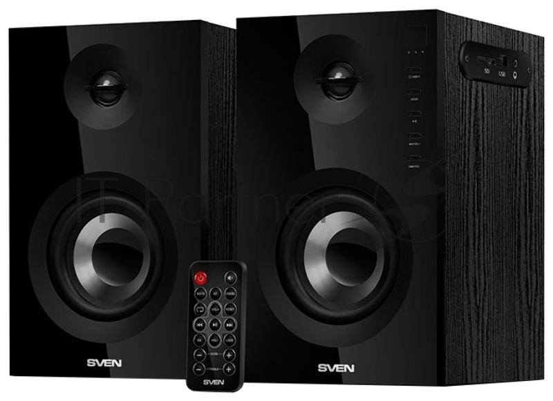Колонки SVEN SPS-721 чёрный {акустическая система 2.0, мощность 2x25 Вт (RMS), USD/SD, пульт ДУ, Bluetooth}