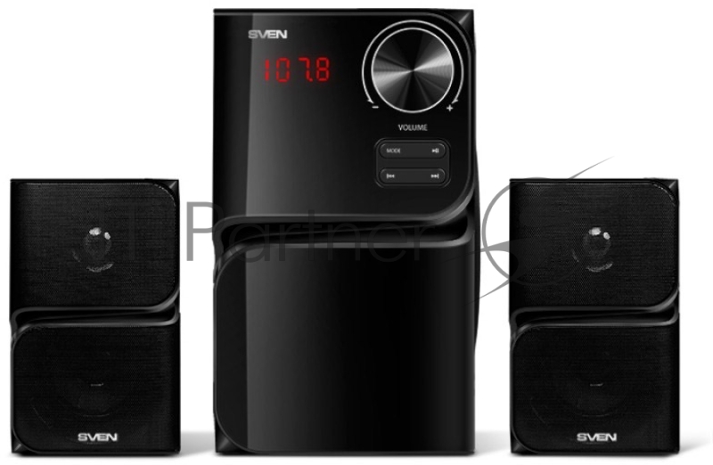 Колонки SVEN MS-305 черный { акуст. система 2.1, FM-тюнер, USB/SD, дисплей, ПДУ, Bluetooth, мощн. 20 Вт+2х10 Вт, чёрн}