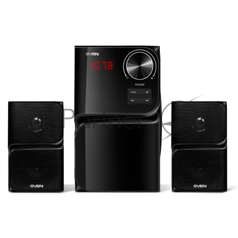 Колонки SVEN MS-305 черный { акуст. система 2.1, FM-тюнер, USB/SD, дисплей, ПДУ, Bluetooth, мощн. 20 Вт+2х10 Вт, чёрн}