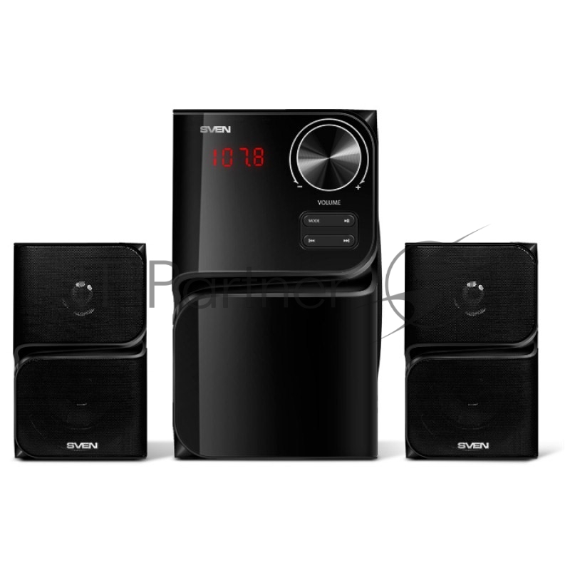 Колонки SVEN MS-305 черный { акуст. система 2.1, FM-тюнер, USB/SD, дисплей, ПДУ, Bluetooth, мощн. 20 Вт+2х10 Вт, чёрн}