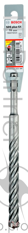 Бур BOSCH 2.608.833.825 SDS+ Ф16х150/210мм 5X