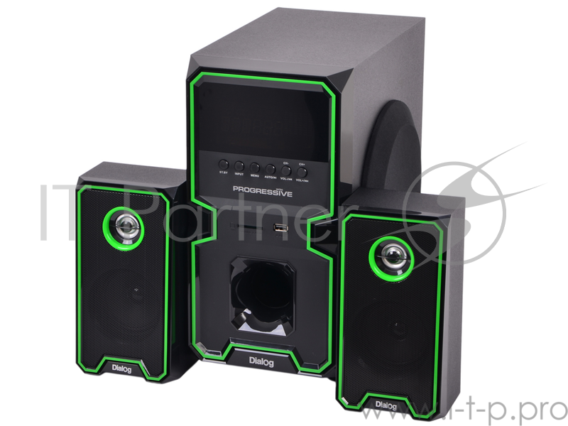 Колонки Dialog Progressive AP-222B BLACK - акустические колонки 2.1, 30W+2*10W RMS, Bluetooth, USB+SD reader