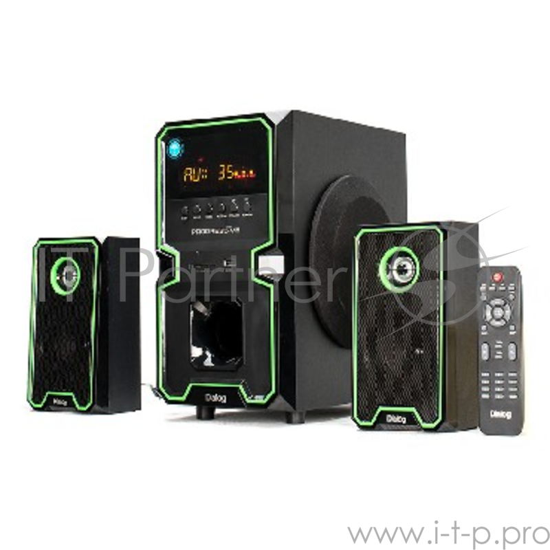 Колонки Dialog Progressive AP-222B BLACK - акустические колонки 2.1, 30W+2*10W RMS, Bluetooth, USB+SD reader