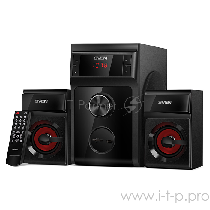 Колонки SVEN (AC) MS-302, черный (40 Вт, FM-тюнер, USB/SD, дисплей, ПДУ)