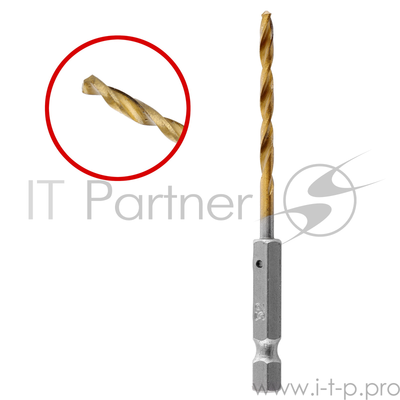 Сверло HAMMER Flex 202-804 DR MT 3,2мм*90 тип хвостовика - HEX, металл, HSS-4241, TIN
