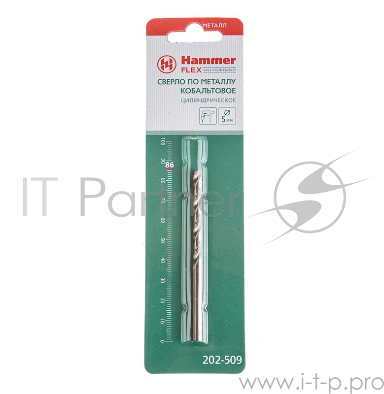Сверло HAMMER Flex 202-509 DR CO 5,00мм*86мм кобальт M35, DIN338, HRC65-70