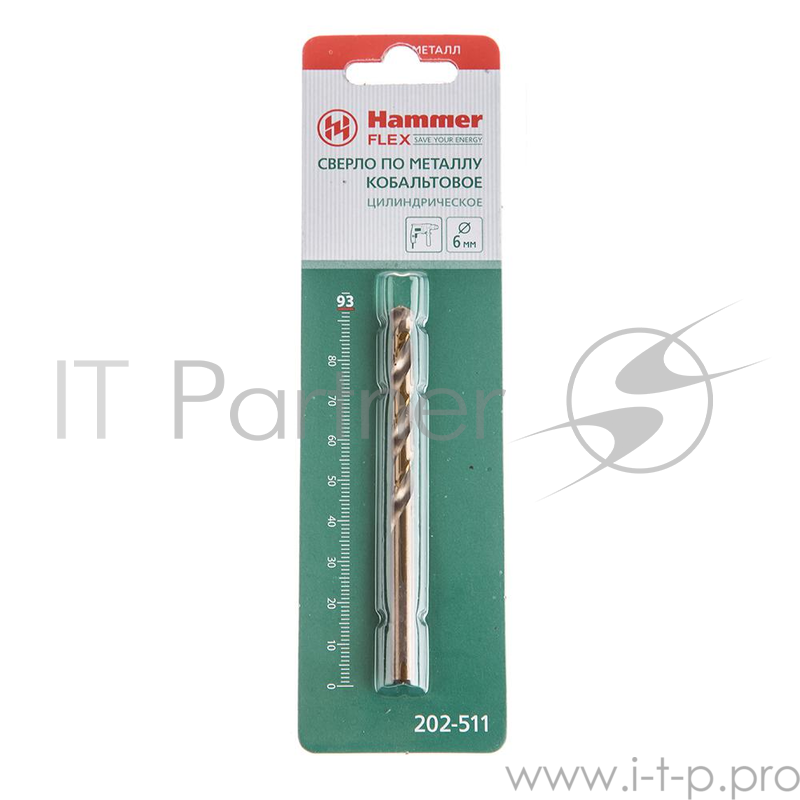 Сверло HAMMER Flex 202-511 DR CO 6,00мм*93мм кобальт M35, DIN338, HRC65-70