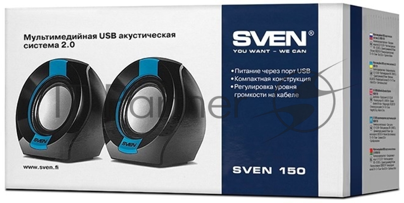 Колонки AC SVEN 150, чёрный-синий (5 Вт, питание USB)
