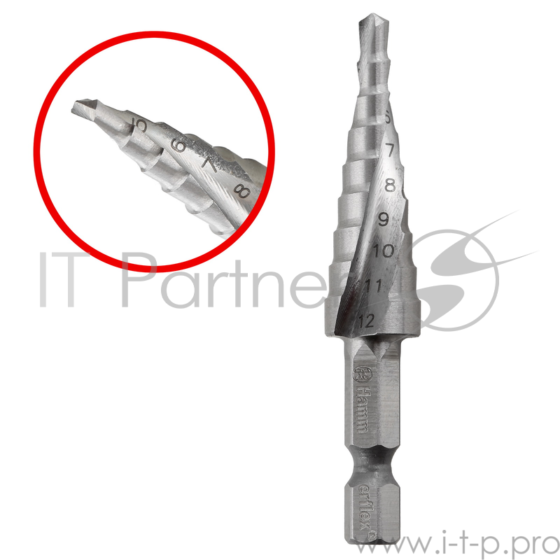 Сверло HAMMER Flex 202-126 DR MT ST 4,0-12,0 мм*65/6мм металл, СТУПЕНЧАТОЕ, DIN338, HSS 4241