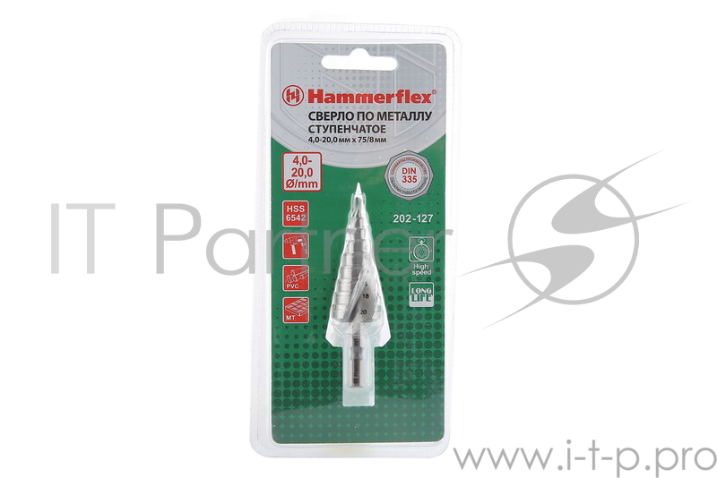 Сверло HAMMER Flex 202-127 DR MT ST 4,0-20,0 мм*75/8мм металл, СТУПЕНЧАТОЕ, DIN338, HSS 4241