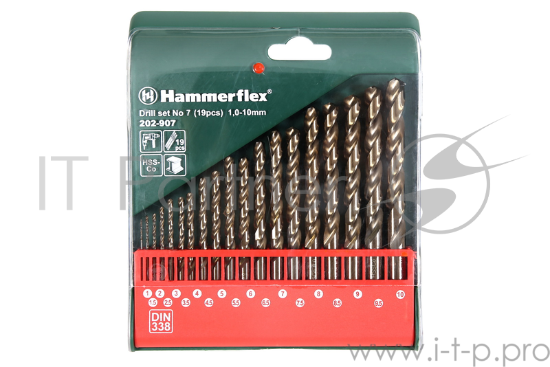 Набор сверл HAMMER Flex 202-907 DR набор No7 1,0-10мм металл, 19шт.