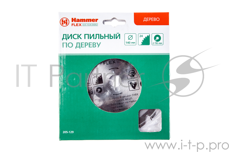 Пильный диск Hammer Flex 205-129 CSB WD 140*24*16мм по дереву
