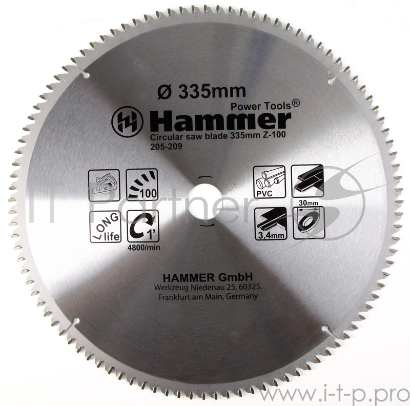 Диск пильный Hammer Flex 205-209 CSB PL 335мм*100*30мм по ламинату
