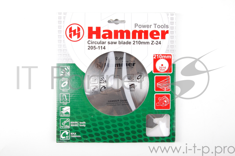 Диск пильный Hammer Flex 205-114 CSB WD 210мм*24*20/16мм по дереву