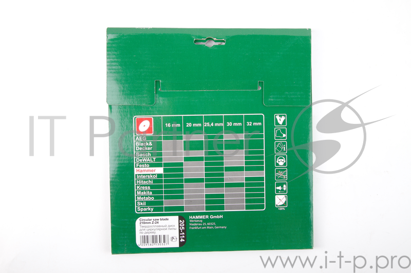 Диск пильный Hammer Flex 205-114 CSB WD 210мм*24*20/16мм по дереву