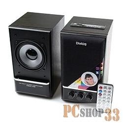 Колонки Dialog AD-07 BLACK {Акустические колонки, активные, 2*12W RMS, FM радио, USB+microSD reader, пульт ДУ}