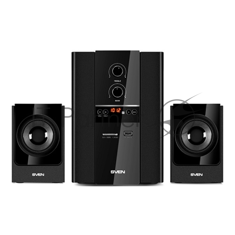 Колонки SVEN MS-1820, черный {RMS, 18Вт+2х11Вт, FM-тюнер, USB/SD, дисплей, ПДУ}