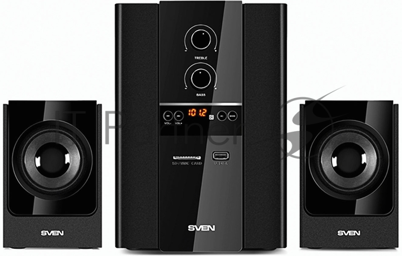 Колонки SVEN MS-1820, черный {RMS, 18Вт+2х11Вт, FM-тюнер, USB/SD, дисплей, ПДУ}