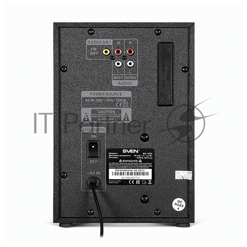 Колонки SVEN MS-1820, черный {RMS, 18Вт+2х11Вт, FM-тюнер, USB/SD, дисплей, ПДУ}