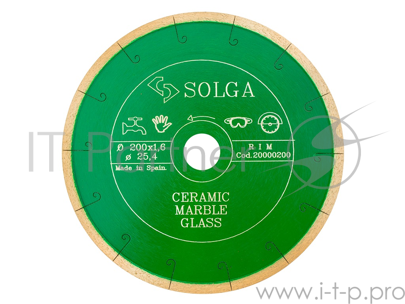 Круг алмазный SOLGA DIAMANT 20000200 ceramics marble сплошной керамика мрамор 200х25.4мм
