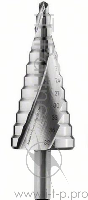 Сверло ступенчатое BOSCH ступенчатое 6-39 мм, трехгр.хв. (2.608.597.521) 6-39мм, трехгр.хв., HSS